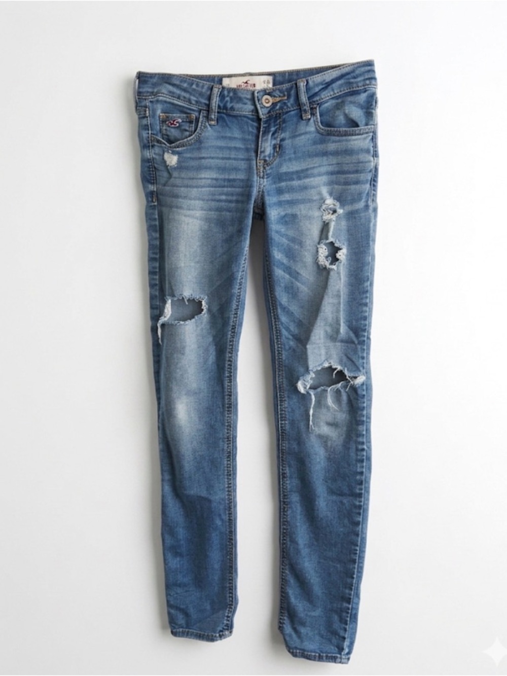 Hollister Blue Distressed Skinny Jeans - Women's. Size 3